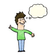 cartoon happy man with thought bubble N149