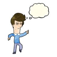 cartoon man accusing with thought bubble N7