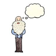 cartoon bearded old man with thought bubble N12