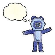 cartoon deep sea diver with thought bubble N12