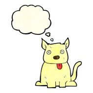cartoon dog sticking out tongue with thought bubble N7