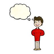 cartoon happy man with thought bubble N151
