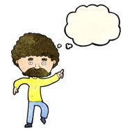 cartoon seventies style man disco dancing with thought bubble N4