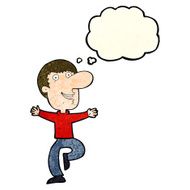 cartoon happy man with thought bubble N152