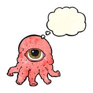 cartoon alien head with thought bubble N4