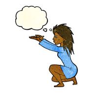 cartoon woman casting spell with thought bubble N2