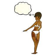 cartoon woman in bikini with thought bubble N19