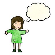 cartoon woman in patched clothing with thought bubble N3