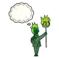 cartoon devil with pitchfork thought bubble N8