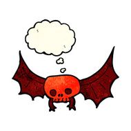 cartoon spooky skull bat with thought bubble N2