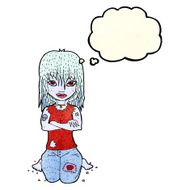 cartoon vampire girl with thought bubble N83