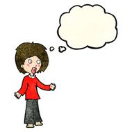 cartoon surprised woman with thought bubble N87