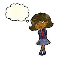 cartoon happy girl with thought bubble N32