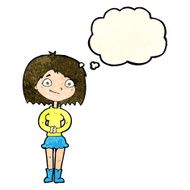 cartoon happy woman with thought bubble N89