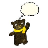 cute cartoon black teddy bear with thought bubble N3