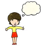 cartoon woman giving thumbs up symbol with thought bubble N23