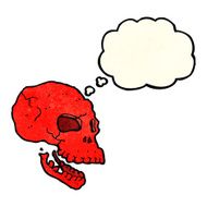 cartoon spooky skull with thought bubble N49
