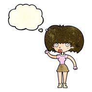cartoon woman waving with thought bubble N116