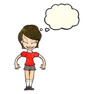 cartoon pretty woman with thought bubble N100
