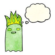 funny cartoon ghost with thought bubble N30