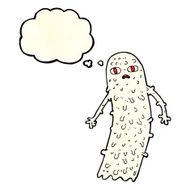 cartoon spooky ghost with thought bubble N16