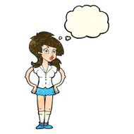cartoon pretty woman with thought bubble N101