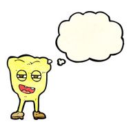 cartoon rotten tooth character with thought bubble N2