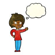 cartoon happy woman with thought bubble N90