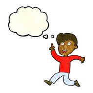 cartoon boy panicking with thought bubble N8