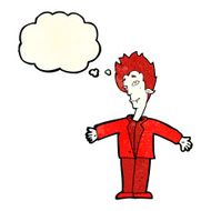 cartoon happy vampire with thought bubble N13
