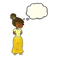 cartoon pretty victorian woman with thought bubble N4