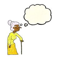 cartoon old woman with thought bubble N3
