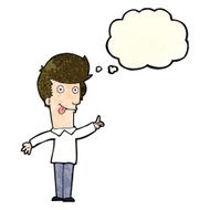 cartoon funny man with idea thought bubble N4