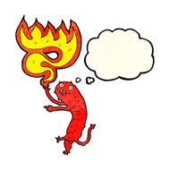 cartoon gross little monster with thought bubble N4