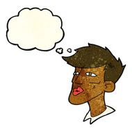 cartoon male model guy with thought bubble N4
