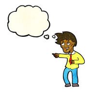 cartoon funny office man pointing with thought bubble N4
