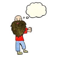 cartoon bearded old man with thought bubble N13