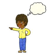 cartoon woman pointing with thought bubble N74