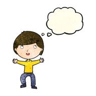 cartoon happy boy with thought bubble N79