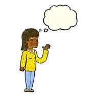 cartoon woman explaining with thought bubble N19