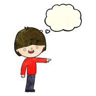 cartoon man pointing with thought bubble N65