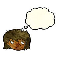 cartoon female face with thought bubble N53