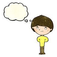 cartoon happy boy with thought bubble N80