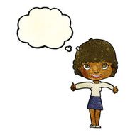 cartoon happy girl with thought bubble N34