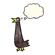 funny cartoon bird with thought bubble N43