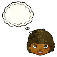 cartoon happy female face with thought bubble N61