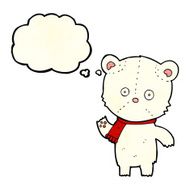 cartoon waving polar bear with thought bubble N23