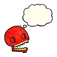 cartoon spooky skull with thought bubble N51