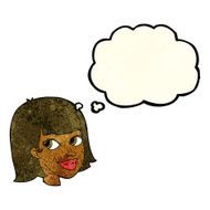 cartoon happy female face with thought bubble N63