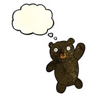 cartoon cute black teddy bear with thought bubble N2